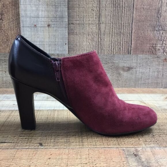 Geox‎ Respira Red Black Brick Suede Glimmer Pumps Ankle Booties Womens 38.5 8.5 - Picture 5 of 15